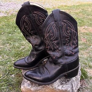 Vintage Old West Leather Cowboy Boots